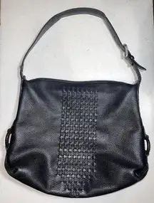 BRIGHTON LEATHER Shoulder BAG BRAIDED Black‎ 15”x13”