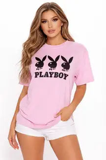 Playboy Bunny Logo T Shirt Pink Womens Size XL Graphic Tee Casual