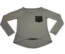 Women's Round Neck Leopard Burnout Tee w/ Patch Pocket Size S Casual Rock Trendy