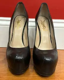YSL Yves Saint Laurent Tribtoo Tribute Patent Platform Pump Shoes Heels 36.5