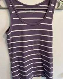 Eddie Bauer Striped Tank Top Purple White Sleeveless Casual Comfy Everyday