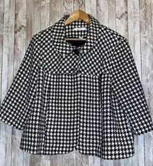 Women's Dress Barn Black & White Houndstooth Swing Button Blazer Jacket Size XL