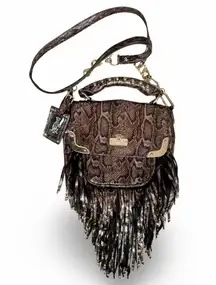 Christian Audigier Christian Audiger Fringe Crossbody Bag In Gold