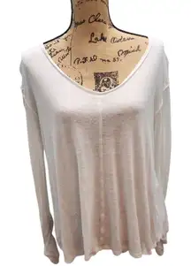 Free People‎ Lightweight V-Neck Long Sleeve Top Casual Basic White XS