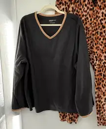 Cuddl Duds 2X Pajama Set Leopard Fleece Lounge Pants V-Neck Top