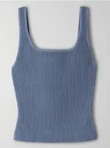 Aritzia Babaton Sculpt Knit Squareneck Tank granite blue