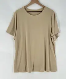Susan Graver Essentials Stretch‎ Jersey Knit Casual Tan Short Sleeve Top Size XL