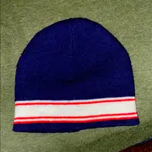 NWOT blue white and red winter hat