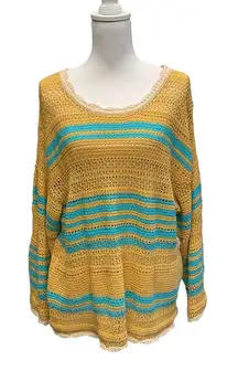 Anthropologie POL Womens Size S Blueberry Dream‎ Very Oversized Striped Sweater