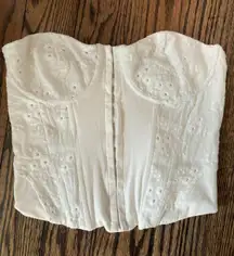 White Eyelet Strapless Corset