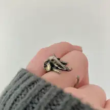 Silver Elephant Wrapping Ring Raised Trunk Animal Safari Pewter Gunmetal Boho Jewelry