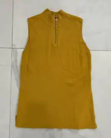 Mustard High Neck Zipper Tank Top