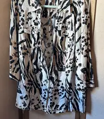 JM Collection linen Animal Print Button down shacket 16W
