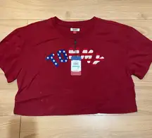 NWT  red blue and white crop top size large