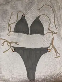 Sage And Taupe String Bikini 