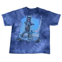 The Mountain Jurassic Park Black Cat Kitten Blue Tie Dye Graphic T-shirt