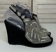 JEFFREY CAMBPELL Women's Handmade Ibiza "Jenny" Platform Peeptoe Wedges-7.5