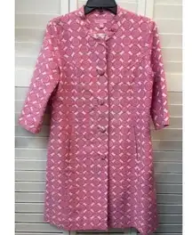 Lilly Pulitzer Womens Pink/White Patterned A-Line Button-Up Dress Coat Size 6.