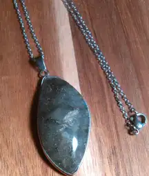 Malagasy Labradorite Stainless Steel Pendant Necklace