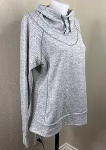 Lea Heather Grey Cowl Neck Pullover Kangaroo Pocket Drawstring Jacket Sz XL