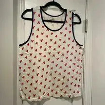 Rustic Souls Women’s Cotton Crew Neck Tank Top Lobster Print Blue Trim Size M