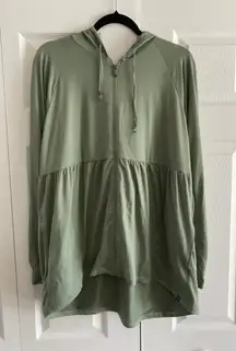 LUG Womens Large Shimmy Green Full Zip Tiered Jacket Hooded Camp Gorpcore On Go