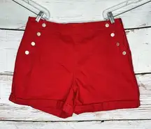 Banana Republic Size 32/14 Sunset Red Denim High Rise Sailor Jean Shorts