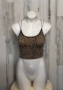 No Boundaries Leopard Print Ribbed Crop Cami – Crisscross Back Stretchy Tank Top