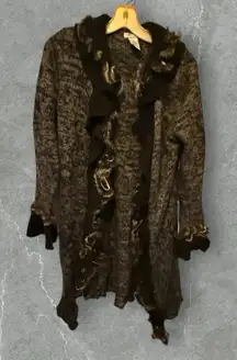 Alberto Makali‎ Cardigan Sweater with Real Fur Trim