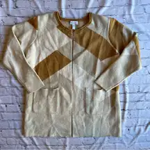 D. & Co. Denim & Company Open Front Women's Cardigan Large Petite Neutral QVC