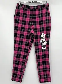 Disney Hot Topic Minnie Mouse Trousers Pants Pink Black Plaid Women’s Size Large