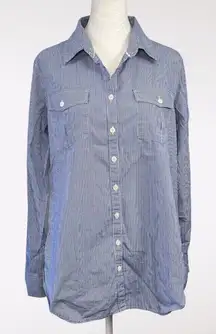 Lilly Pulitzer Blue Gingham Cotton Button Down Shirt Resort Fit Medium