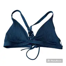 PINK Victoria’s Secret Bathing Suit Swim Top Ribbed Medium Black