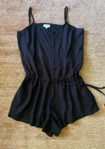 Mud Pie black romper size M button front drawstring waist pockets
