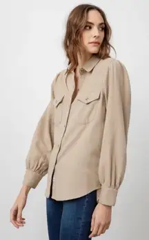 Rails Ada Button Down Shirt Heather‎ Toffee Tan Long Sleeve Puffed Sleeve  Large
