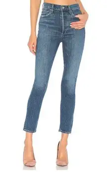 AGOLDE  Nico High Rise Slim Fit Jeans in Subdued Blue Button Fly Womens Size 24