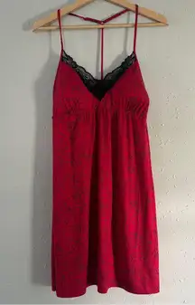 Apt. 9 Pink Floral Chemise Black Lace Nightgown Sleepwear Soft Comfy Casual