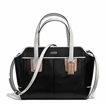 Coach  Taylor Spectator Leather Bette Mini Tote Crossbody in Black, Cream and Tan