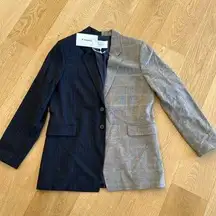 Frame Le Mix Oversized Blazer in Navy & Gray - NWT