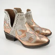 Corral  Circle G Copper Overlay Cut Out Ankle Boots Booties Size 5.5