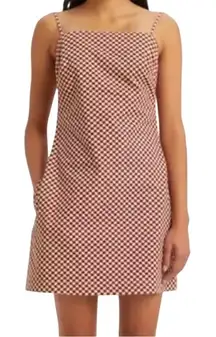 Levi's Women's Danny Cotton Checker-Print‎ Mini Dress Pink/Mahogany S NWT