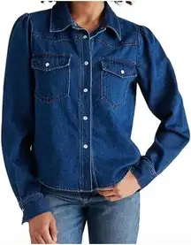 NWT  Denim CHARLEY Snap-Up  TOP Sz XS