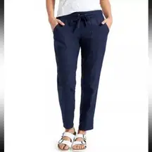 Athleta Pants Womens 6 Navy Blue Linen Relaxed Fit Pants Pockets 72119
