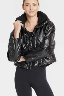 All in Motion Shiny Black Puffer cropped  Jacket size M