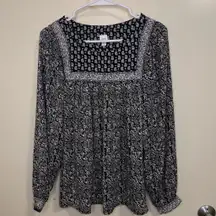 GAP Women’s Paisley Floral Round Neck Long Sleeve Blouse (Size XS)