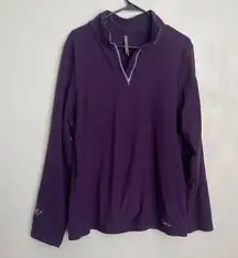 Cabela's  Purple XLarge Fleece 1/4 zip with embroidery on the sleeve.