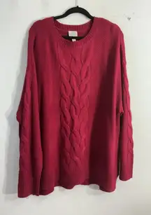 Womans St John’s Bay Pullover Sweater 2 X Red Long Sleeve Crewneck