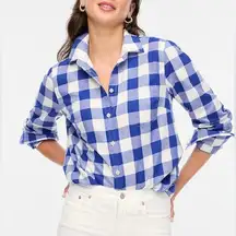 J.Crew Blue Plaid Button Up Flannel Shirt Sz.S NWT