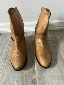 Vintage 70s Zodiac Western Boho Leather Buckle Slouchy Cowgirl Boots 10.5