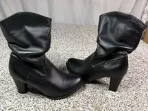 Klarmar Women's Black Slouch Mid-Calf Block Heel Boots Size 10​